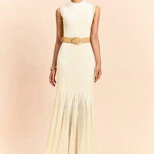 Tulle-Paneled Ruffled Knit Maxi Dress